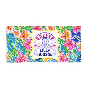 Personalized Golfer Beach Towel: Lilly Design Custom Blanket