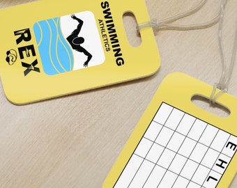 Yellow Custom Reusable swim meet heat Tags