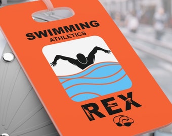 Custom Reusable swim meet heat Tags/ Orange