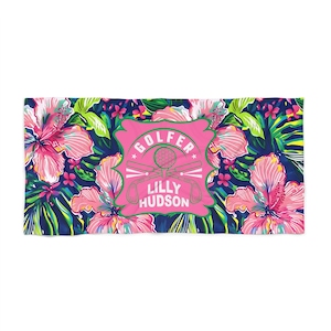 Personalized Golfer Beach Towel: Lilly Design Custom Blanket