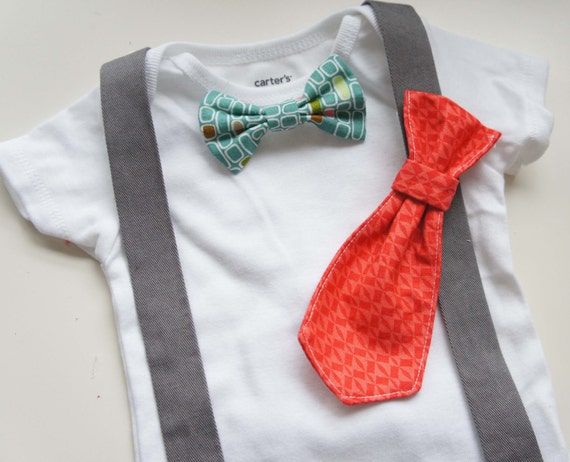 Items similar to Changeable - Baby Boy Tie and Bow Tie Onesie ( T) with ...