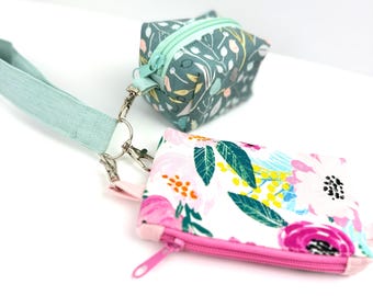 Handmade Cotton Linen Wristlet Wallet & Coin Pouch Set
