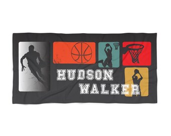 Personalized BASKETBALL collection Beach Towel - Custom towel, basketball Team Present, Beach Accessories, Pool Towel, Summer Gift