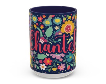 Personalized Floral Coffee Mug: Custom Name Gift