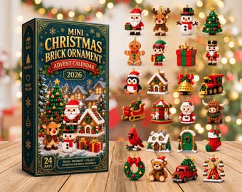 Calendário do Advento de 24 dias com Mini Enfeites de Natal em Formato de Tijolos, Mini Enfeite de Natal em Formato de Tijolo, Calendário do Advento 2026, Decoração para Árvore de Natal, Presente para Crianças
