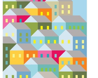 Hillside Houses Quilt Pattern PDF Digital Download