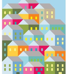 Hillside Houses Quilt Pattern PDF Digital Download image 1