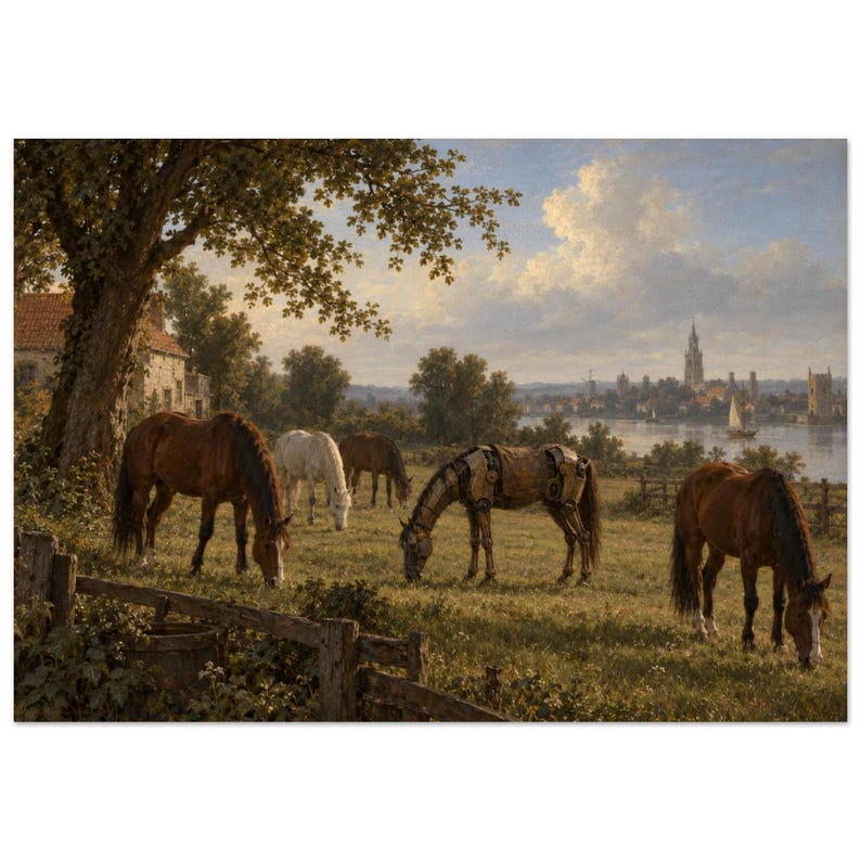 Robot Science Robot Horse Poster – Pastoral Landscape Meets Science Fiction - Etsy ...