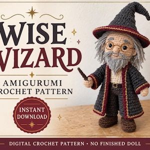 Wizard School Professor Amigurumi Crochet Pattern, Instant Digital Download