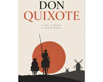 Don Quixote Minimalist Poster, Miguel de Cervantes Wall Art, Modern Literary Print, Spanish Literature Decor, Book Lover Gift