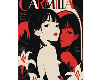 Carmilla Pop Art Poster, Sheridan Le Fanu Wall Art, Colorful Japanese Pop Print, Sapphic Vampire Decor, Book Lover Gift