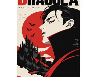 Dracula Pop Art Poster, Bram Stoker Wall Art, Colorful Japanese Pop Print, Gothic Vampire Decor, Halloween Book Lover Gift