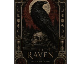 The Raven Tarot Card Poster, Edgar Allan Poe Wall Art, Gothic Tarot Print, Dark Academia Decor, Halloween Gift for Poe Fans