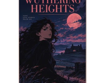 Wuthering Heights Poster, Emily Bronte Wall Art, Spooky Retro City Pop Print, Gothic Romance Book Decor, Heathcliff Reader Gift