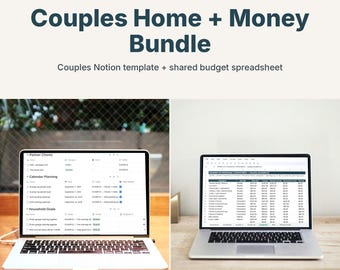 Couples Notion Template & Shared Budget Spreadsheet Bundle, Partner Chores, Joint Budget Tracker, Digital Download