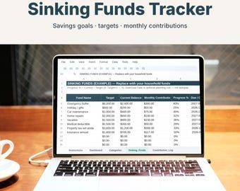 Sinking Funds Tracker Spreadsheet, Savings Goals and Envelope Budget, Google Sheets & Excel, Digital Download
