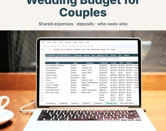 Wedding Budget Spreadsheet for Couples, Google Sheets & Excel Wedding Planner, Shared Expense and Deposit Tracker, Digital Download
