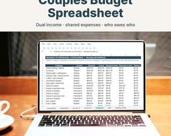 Couples Budget Spreadsheet, Shared Expenses Tracker for Dual Income, Joint Budget Planner, Google Sheets & Excel, Digital Download