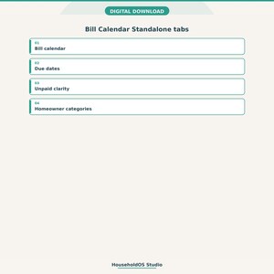 Bill Calendar Spreadsheet Recurring Bills Due Dates Google Sheets Digital Download: digital template preview, photo 4 of 8 (digital download, nothing ships)