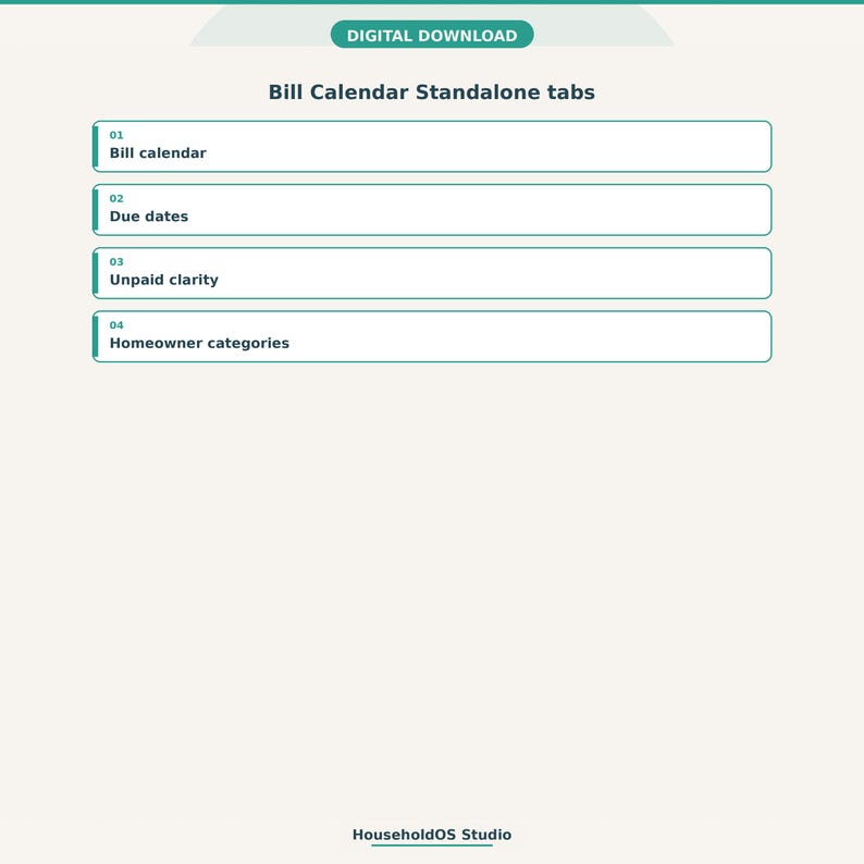 Bill Calendar Spreadsheet Recurring Bills Due Dates Google Sheets Digital Download: digital template preview, photo 4 of 8 (digital download, nothing ships)