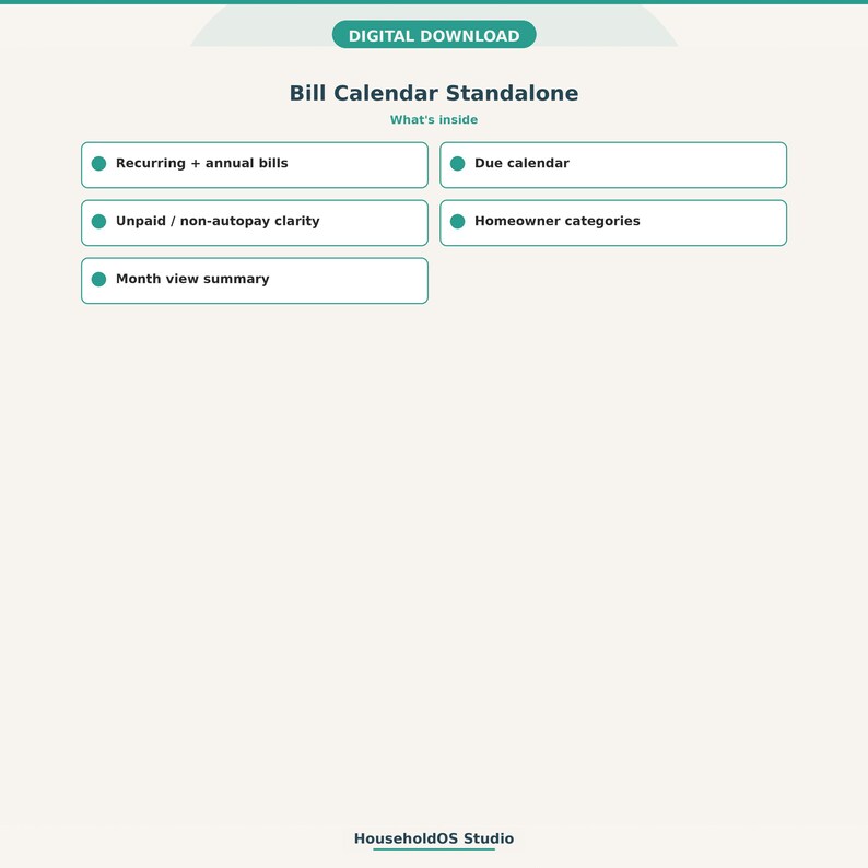 Bill Calendar Spreadsheet Recurring Bills Due Dates Google Sheets Digital Download: digital template preview, photo 3 of 8 (digital download, nothing ships)