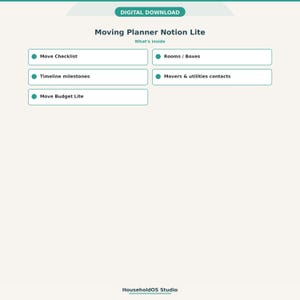 Moving Planner Notion Template: digital template preview, photo 3 of 8 (digital download, nothing ships)