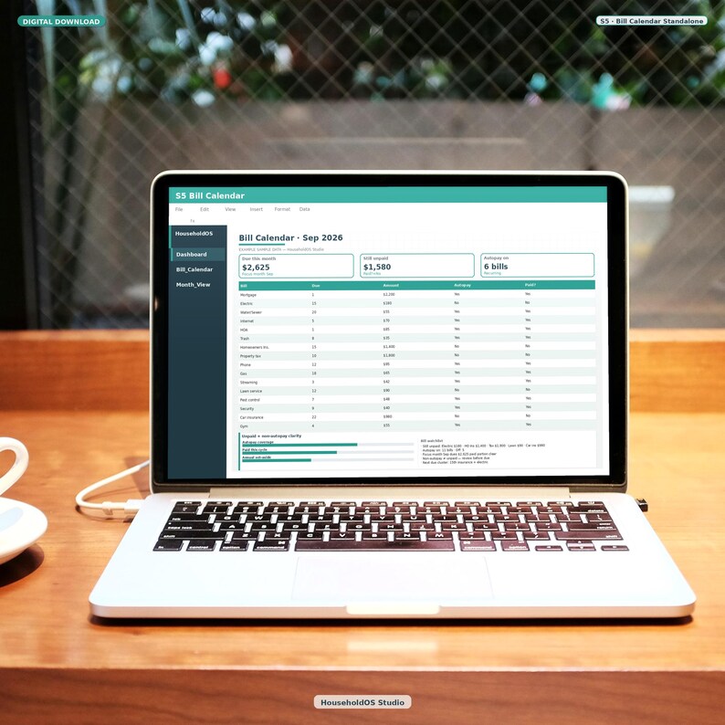 Bill Calendar Spreadsheet Recurring Bills Due Dates Google Sheets Digital Download: digital template preview, photo 2 of 8 (digital download, nothing ships)