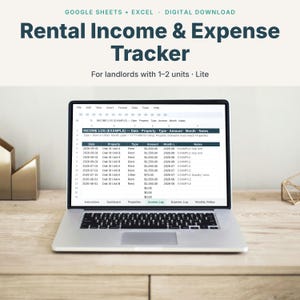 Rental Property Spreadsheet, Landlord Income and Expense Tracker for 1-2 Units, Google Sheets & Excel, Digital Download
