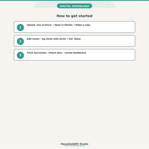 Home Inventory Spreadsheet Google Sheets Rooms Warranties Insurance Tracker Digital Download: digital template preview, photo 5 of 8 (digital download, nothing ships)