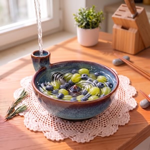 Bol de cerámica para lavar bayas, colador para frutas, colador giratorio automático con boquilla de drenaje, herramienta de cocina para preparación de alimentos, regalo.