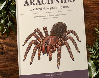 Arachnids Printable Coloring Book: 40 Natural History Pages, Digital PDF Download