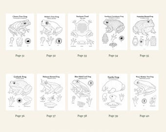 Frogs Coloring Pages 31-40: 10-Page Printable Pack, Digital PDF