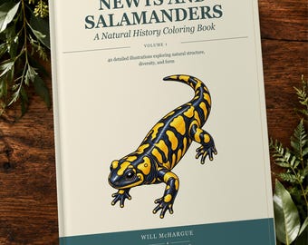 Newts And Salamanders Printable Coloring Book: 40 Natural History Pages, Digital PDF Download