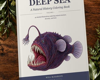 Deep Sea Printable Coloring Book: 40 Natural History Pages, Digital PDF Download