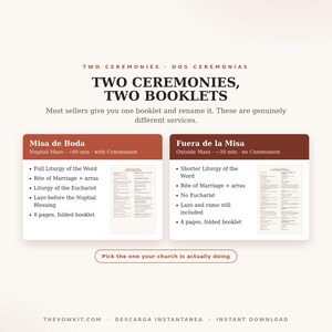 Bilingual Wedding Program Spanish English, Catholic Nuptial Mass Booklet + Officiant Ceremony Script, Misa de Boda, Editable PDF Download 画像 3