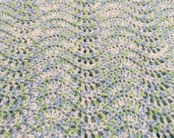 Blue Green Wavy Ripple Baby Blanket