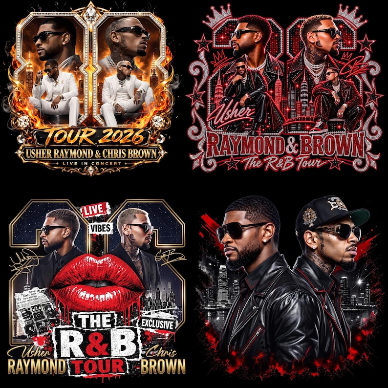 60+ Chris Brown and Usher Raymond R&B Tour 2026 PNG Bundle, Vintage Rap ...