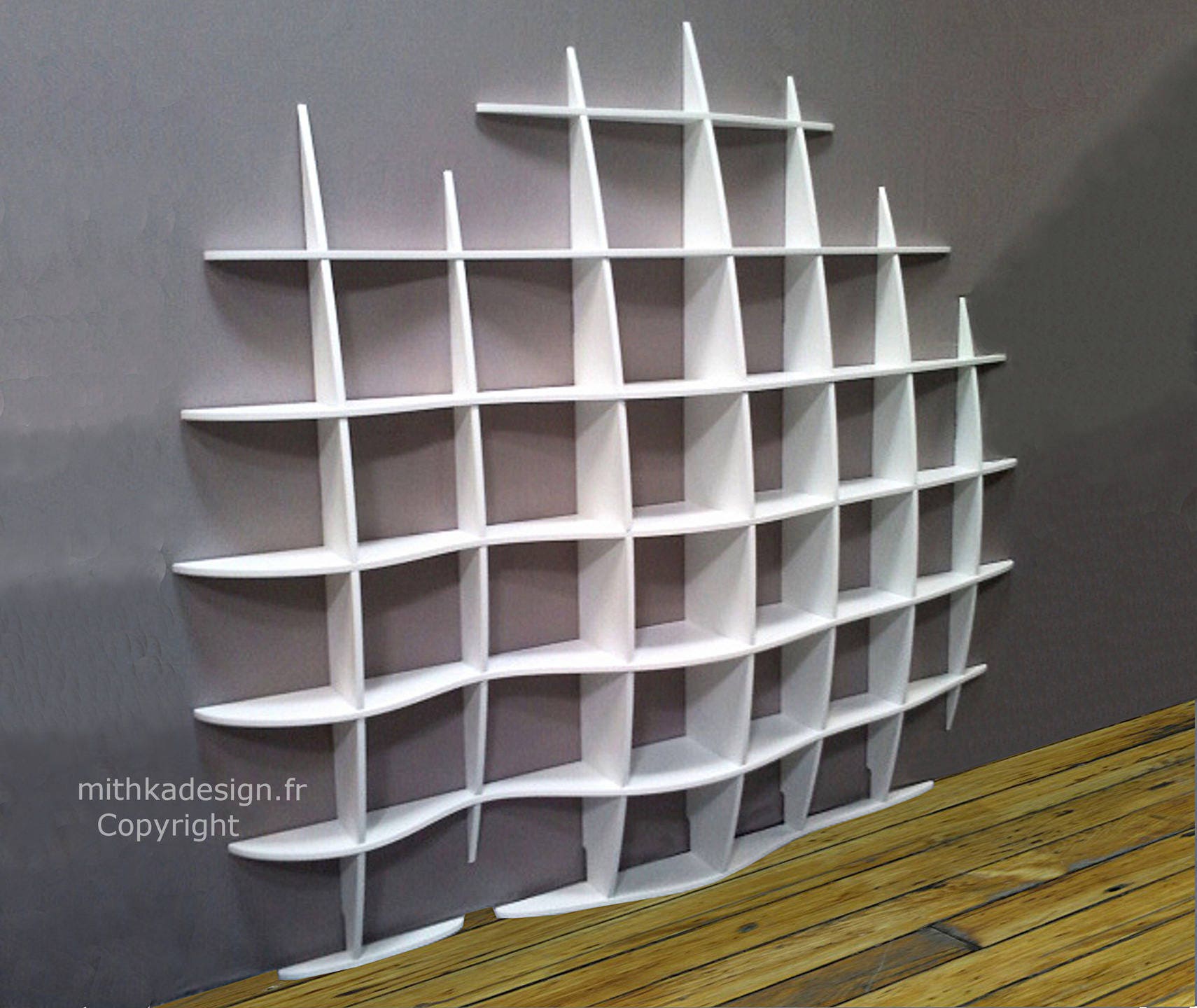 Bibliothèque Murale Design à Fixations Invisibles Vague