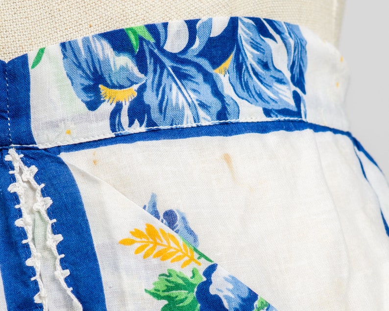Vintage White With Blue Flowers Apron