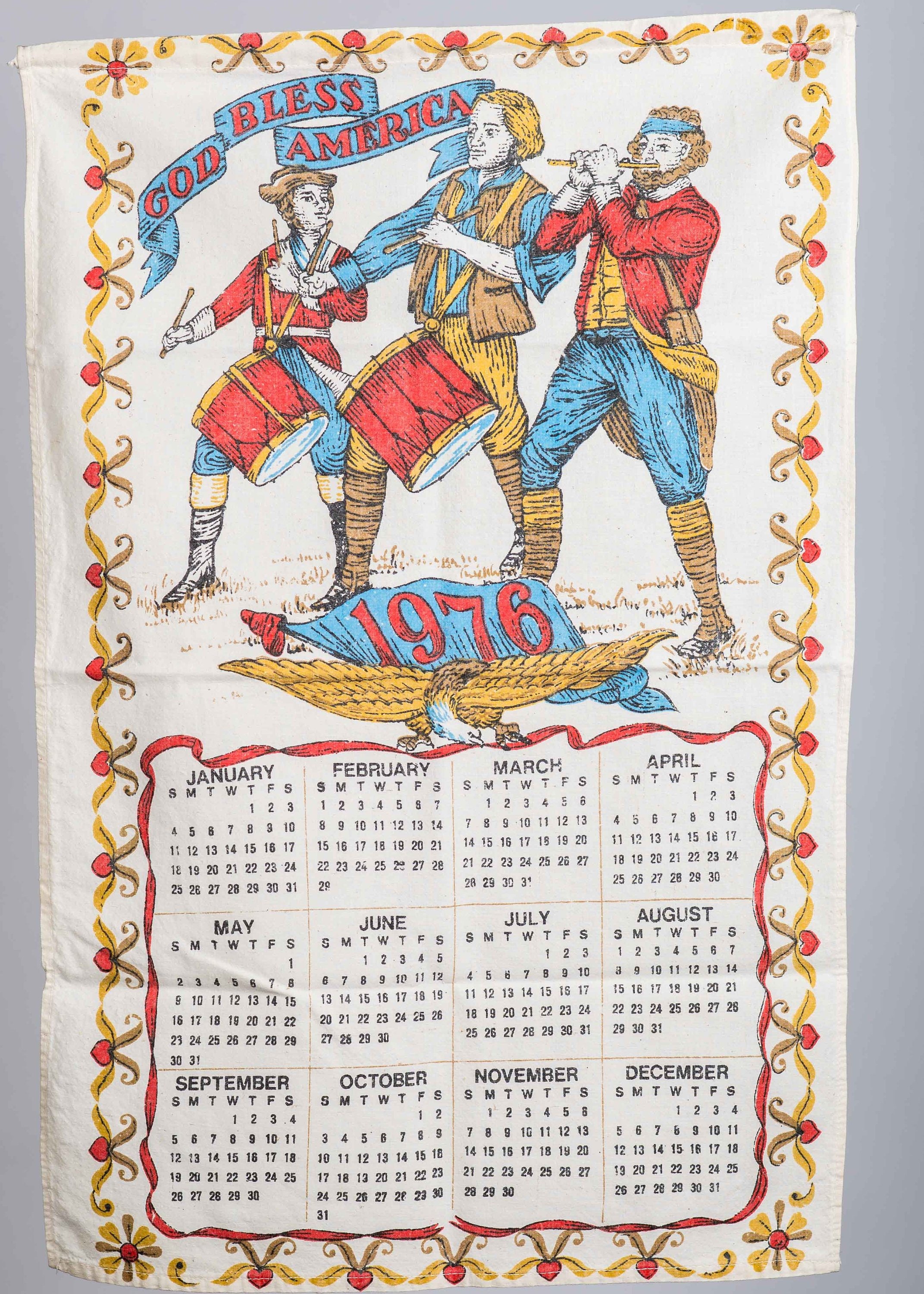 Patriotic Drum and Fife 1976 Linen Calendar Etsy