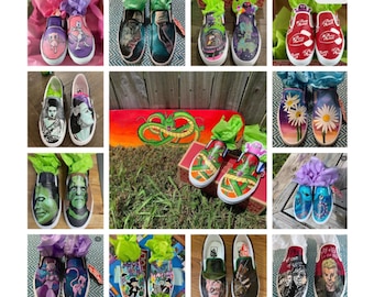 Custom Hand Painted VANS slip on shoes, character shoes, personalized, portrait shoes,  painted shoes,  customize vans