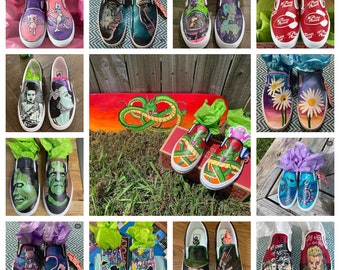 Custom Hand Painted VANS slip on shoes, character shoes, personalized, portrait shoes,  painted shoes,  customize vans