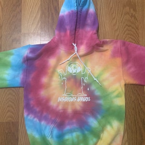 Rainbow spiral pullover hoodie (large white vinyl) tie dye hoodie
