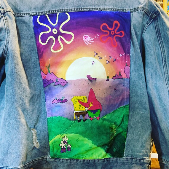 Custom hand painted denim jacket jean jacket