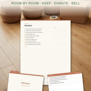 Declutter Checklist Printable, Room by Room Decluttering Plan, Home Organization, Donate and Sell List, Fillable PDF and 3x5 Index Cards
