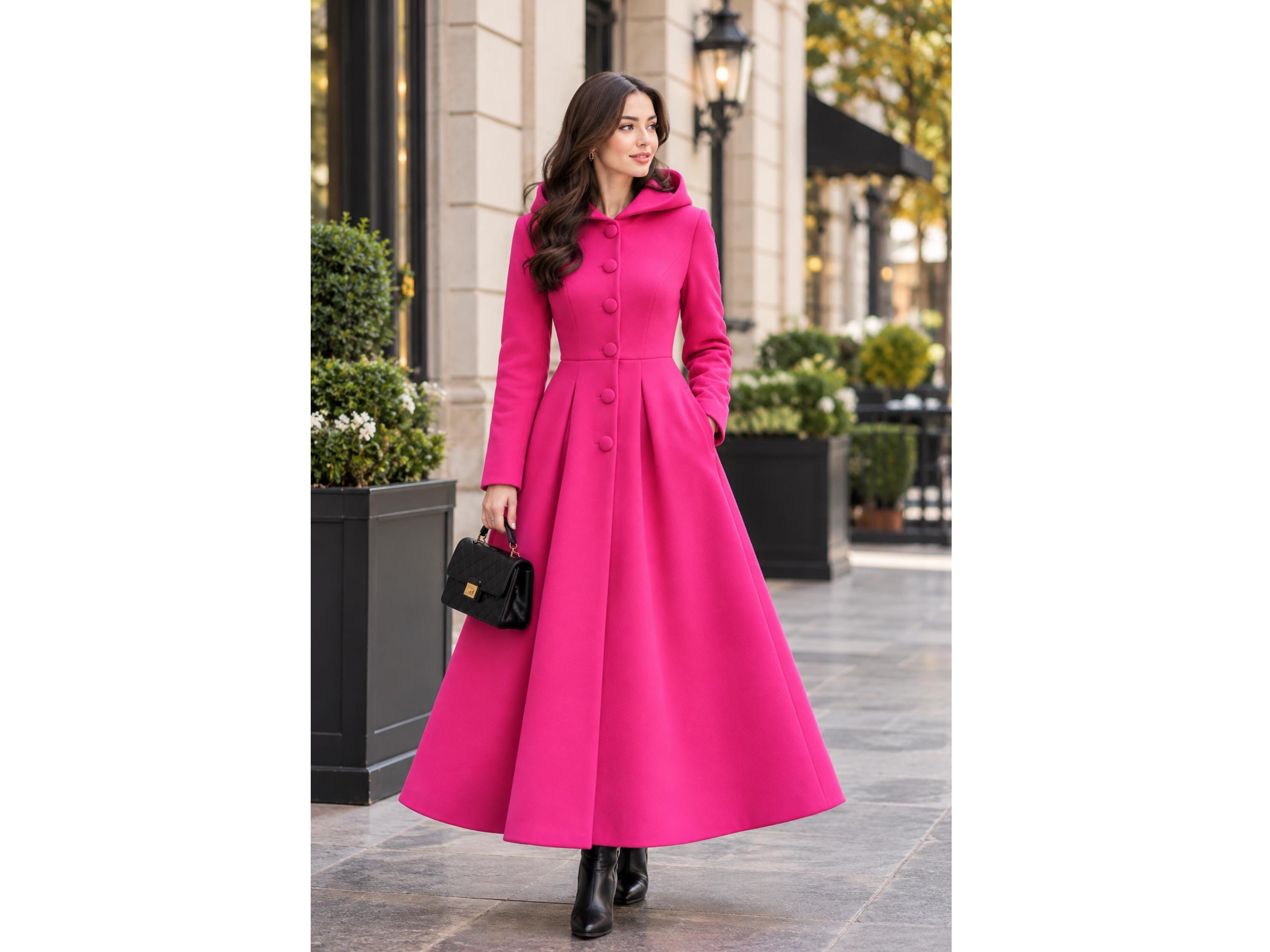 Hot Pink Long Winter Coat