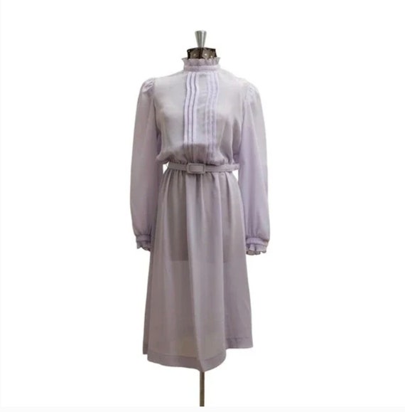 70s/80s Vintage Dress Lavender Lady Carol Petites… - image 1