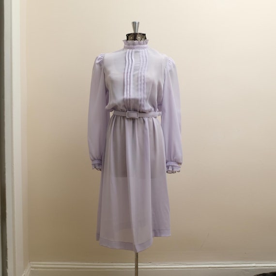 70s/80s Vintage Dress Lavender Lady Carol Petites… - image 2