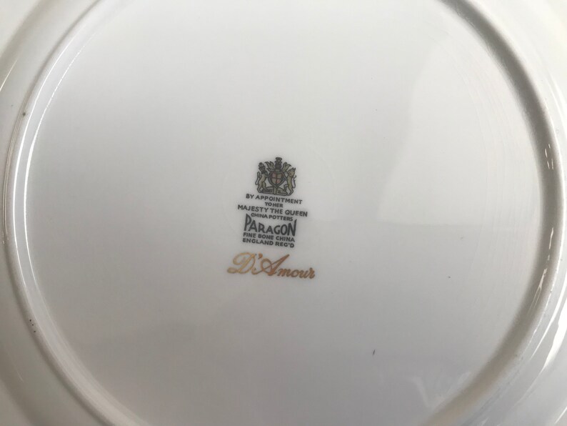 Vtg PARAGON Bone China D/'AMOUR Green Band Ribbed 5 Pieces Place Setting