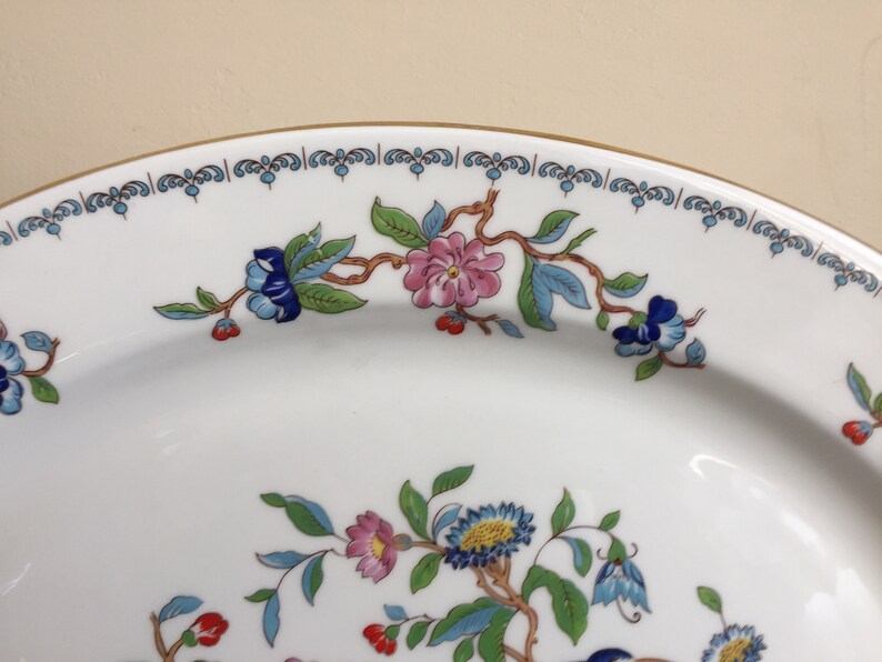 Vtg AYNSLEY Bone China PEMBROKE Bird Florals Oval Serving Platter 13 34